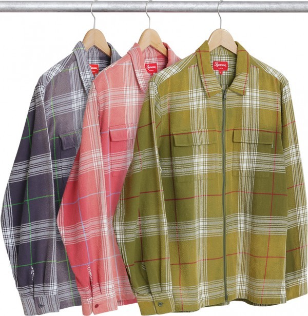 Supreme Faded Plaid Flannel Zip Up Shirt-01
