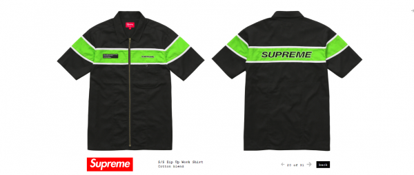 Supreme S S Zip Up Work Shirt
