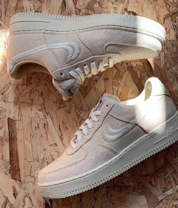 stussy x nike air force 1 fossil stone
